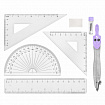 Готовальня BRAUBERG SCHOOL KIT, 8 предметов, циркуль 115 мм, чертежные принадлежности, лавандовый цвет, 210703