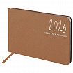Еженедельник датированный 2026 МАЛЫЙ ФОРМАТ 105х160 мм, А6, BRAUBERG "Blaze", фольга, коричневый, 117217