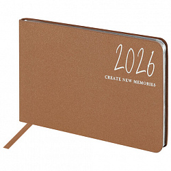 Еженедельник датированный 2026 МАЛЫЙ ФОРМАТ 105х160 мм, А6, BRAUBERG "Blaze", фольга, коричневый, 117217