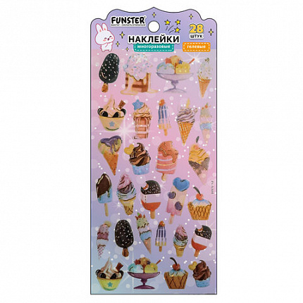 Наклейки гелевые "Акварельные мечты", 17,5х9 см, ассорти 6 видов, FUNSTER (ФАНСТЕР), 666096
