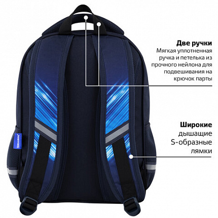 Рюкзак BRAUBERG OPTIMA, 2 отделения, с брелоком, "Night driver", 36х27х18 см, 272096