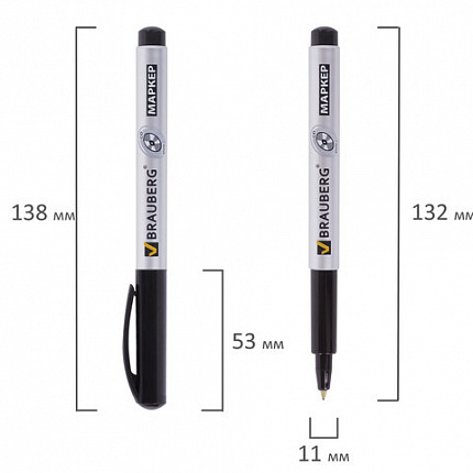 Маркер для CD и DVD BRAUBERG, ЧЕРНЫЙ, тонкий наконечник, 1 мм, 150418