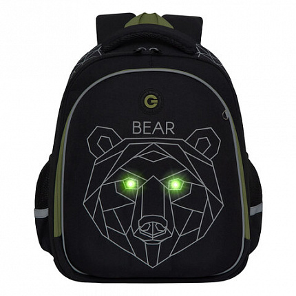 Ранец GRIZZLY анатомическая спинка, c бейджем, для мальчиков, "BEAR", 36х28х20 см, RAz-287-9/1