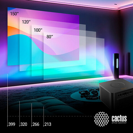 Проектор CACTUS CS-M1.SG, DLP, 1920x1080, 16:9, 6000 лм, 200000:1, 1,9 кг
