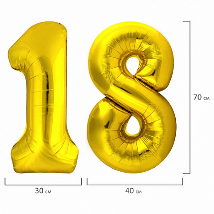 Шары воздушные НАБОР ДЛЯ ДЕКОРА "18 лет", 17 шаров, золото/серебро, BRAUBERG, 591900