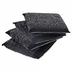 Губка-скрабер 11х10х1,5 см, поролон + металлическая оплетка, КОМПЛЕКТ 4 штуки, посуда, уборка, LAIMA, 700059