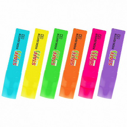 Набор текстовыделителей 6 НЕОНОВЫХ ЦВЕТОВ, STAFF "EVERYDAY HL-707", линия 1-5 мм, скошенный наконечник, 152550