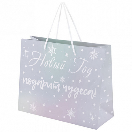 Пакет подарочный (1 шт.) новогодний, 26х13х32 см, "Сияние", ГОЛОГРАФИЯ, ассорти 4 дизайна, ЗОЛОТАЯ СКАЗКА, 592426