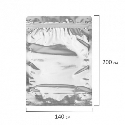 Пакеты дой-пак с замком ZIP LOCK, металлизированная + прозрачная стенка, 140х200 + 40 мм, КОМПЛЕКТ 100 штук, 70 мкм, BRAUBERG, 700684
