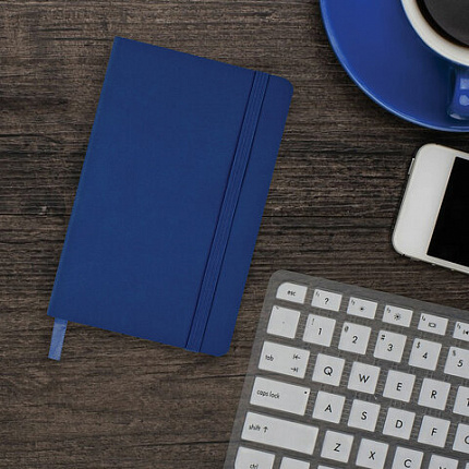 Блокнот МАЛЫЙ ФОРМАТ (100x150 мм) А6, BRAUBERG "Metropolis Ultra", под кожу, 80 л., клетка, синий, 111025