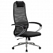 Кресло офисное МЕТТА "SU-B-8" хром, ткань-сетка, сиденье мягкое, черное