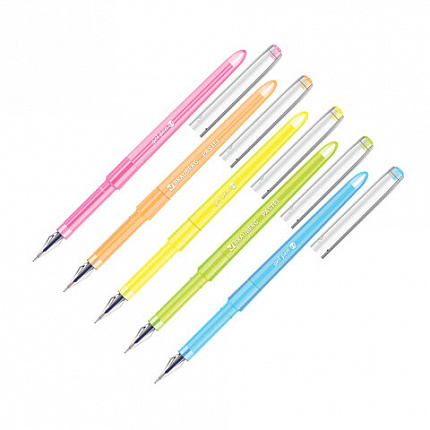 Ручка гелевая BRAUBERG DIAMOND PASTEL, СИНЯЯ, корпус ассорти, игольчатый узел 0,5 мм, линия письма 0,25 мм, 144133
