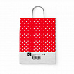 Крафт-пакет бумажный "Горох на красном" 22х12х25 см, с кручеными ручками, 100 г/м2, белый, 112979