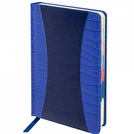 Ежедневник датированный 2026 А5 148х218 мм, GALANT "CombiContract", под кожу, темно-синий, 117486