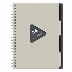 Тетрадь обложка пластик, А4 80 л., гребень, 4 разделителя, клетка, BRAUBERG, бежевый, 405362