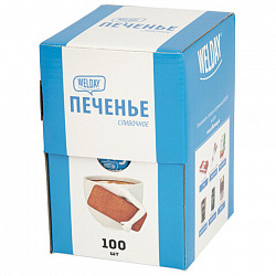 Печенье хрустящее в индивидуальной упаковке WELDAY (ВЭЛДЭЙ) "Сливочное", 100 штук в офис-боксе, 624096