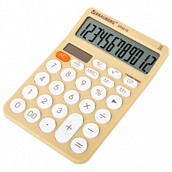 Калькулятор настольный BRAUBERG STYLE-12-BG (157х106 мм), 12 разрядов, двойное питание, БЕЖЕВЫЙ, 272967