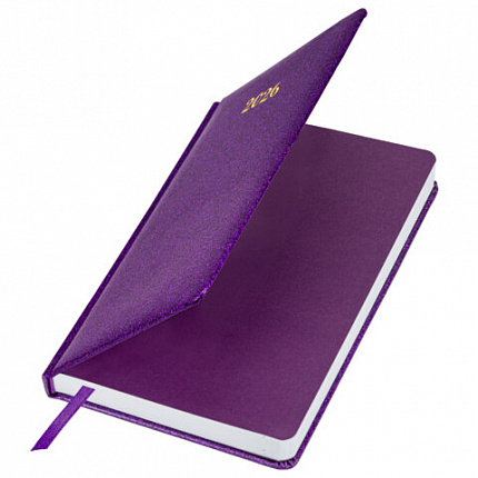Ежедневник датированный 2026 А5 138x213мм BRAUBERG Sparkle, под кожу, блестки, фиолетовый, 117438