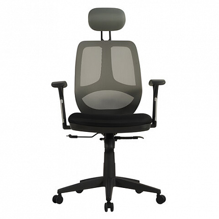 Кресло BRABIX "Saturn ER-400", с подголовником, комбинированное, черное/серое, 530871