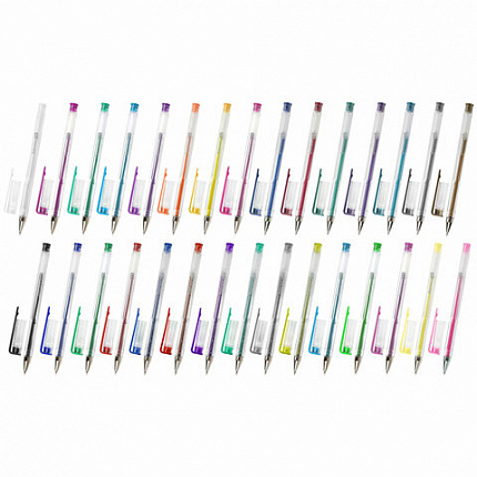 Ручки гелевые НАБОР 30 ЦВЕТОВ, линия письма 0,5 мм, BRAUBERG KIDS, 143819