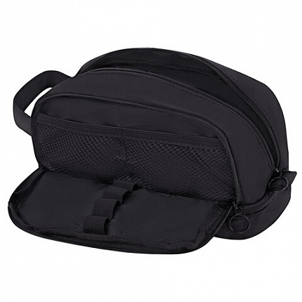 Пенал-органайзер HEIKKI (ХЕЙКИ) с ручкой, значки, 2 отделения, откидная планка, 22x13х10 см, черный, 273599