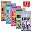 Карандаши цветные BRAUBERG, 60 цветов (Базовые, Металлик, Неон, Пастель, Телесные), трехгранные, грифель 3 мм, натуральное дерево, 181792