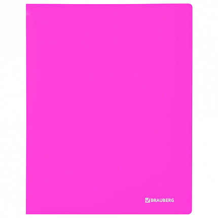 Папка 20 вкладышей BRAUBERG "Neon", 16 мм, неоновая розовая, 700 мкм, 227450
