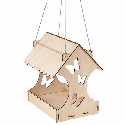 Конструктор-кормушка для птиц "Бабочки", сборная модель 24х21х18 см, фанера, BAMBOX (БАМБОКС), 666179