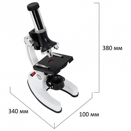 Микроскоп с подсветкой в кейсе, 74 предмета, в т.ч. набор из 16 микропрепаратов в подарок, увеличение 300х,600х,1200х, BRAUBERG KIDS, 391399