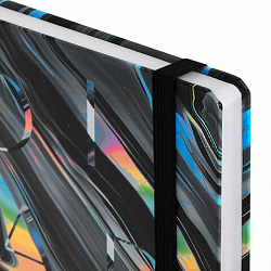 Ежедневник недатированный с резинкой А5 145х203 мм, BRAUBERG, твердый, 128 л., "Waves", 116283