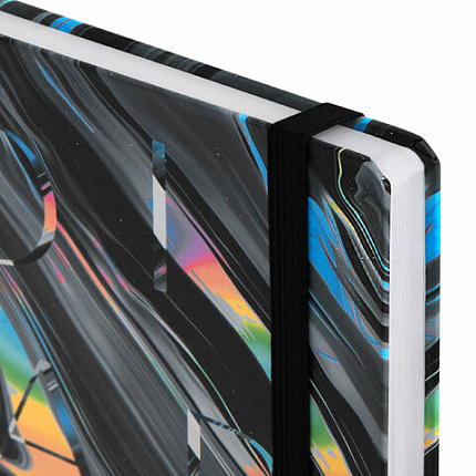 Ежедневник недатированный с резинкой А5 145х203 мм, BRAUBERG, твердый, 128 л., "Waves", 116283