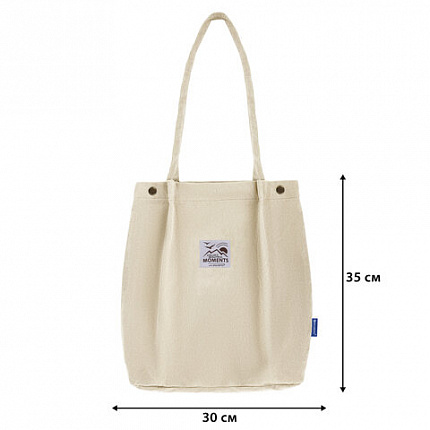 Сумка-шоппер BRAUBERG MOMENTS, вельвет, 35х30 см, бежевый, 271906