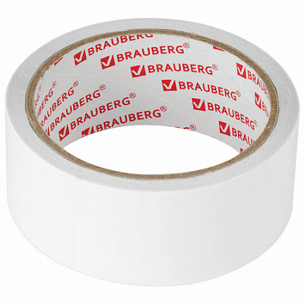 Клейкая двухсторонняя лента 38 мм х 8 м, ПОЛИПРОПИЛЕНОВАЯ ОСНОВА, 90 мкм, BRAUBERG, 600483