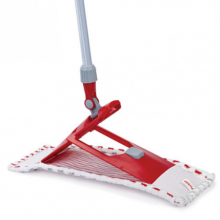 Швабра КОМПЛЕКТ черенок 75-130 см + флаундер 50 см + МОП микрофибра/абразив (ТИП К), PERKLIN (ПЕРКЛИН), 700982
