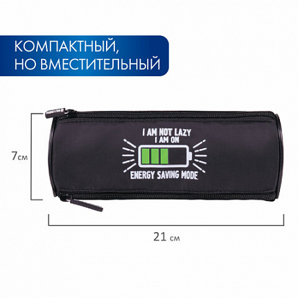 Пенал мягкий BRAUBERG, 3 отделения, нейлон, 21х7х7 см, "Battery", 270843