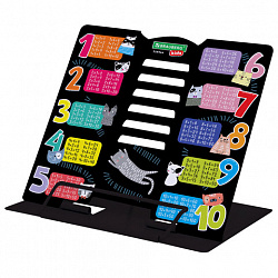 Подставка для книг BRAUBERG KIDS mini, "Cats", с таблицей умножения, регулируемый угол наклона, металлическая, 238966