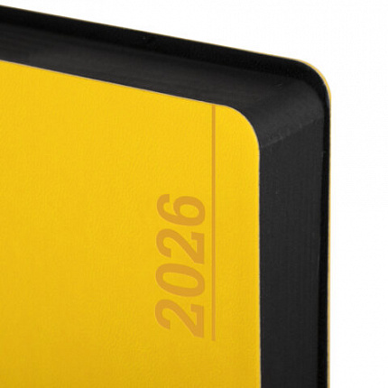 Ежедневник датированный 2026 А5 138x213 мм, BRAUBERG "Metropolis Mix", под кожу, гибкий, желтый, 117441