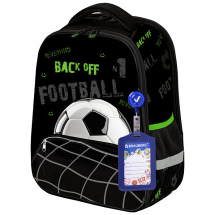 Ранец BRAUBERG FIT, 2 отделения, "Mesh goal", 3D-панель, 38х27х14 см, 274384