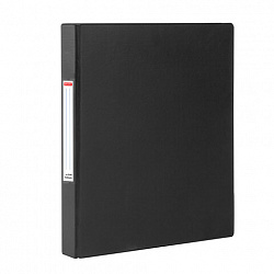 Папка на 4 кольцах, ПРОЧНАЯ, картон/ПВХ, BRAUBERG "Office", ЧЕРНАЯ, 40 мм, до 250 листов, 271849