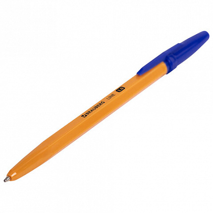 Ручка шариковая BRAUBERG "ORANGE Line", СИНЯЯ, корпус оранжевый, узел 1 мм, линия письма 0,5 мм, 143331