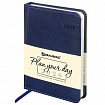 Ежедневник датированный 2026, МАЛЫЙ ФОРМАТ 100х150 мм, А6, BRAUBERG "Imperial", под кожу, синий, 117255