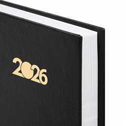 Ежедневник датированный 2026 145х215 мм, А5, STAFF, обложка бумвинил, черный, 117307