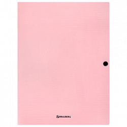 Папка на кнопке пластиковая BRAUBERG "PASTEL", А4, 3 клапана, 600 мкм, цвета ассорти, 272886