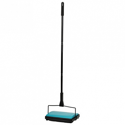 Щетка-веник-пылесос механическая, металлическая, плотная щетина на роликах, чёрно-бирюзовый, разборный, колорбокс, DASWERK, 608948