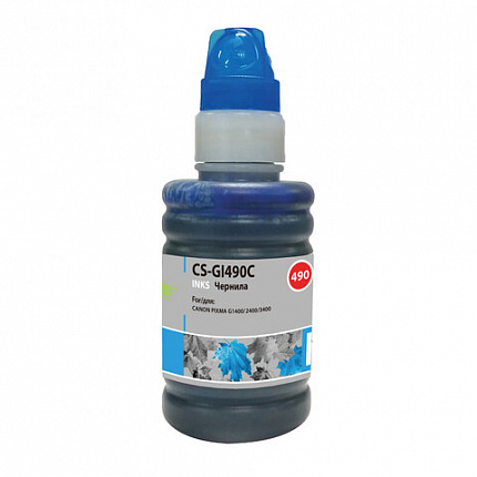 Чернила CACTUS (CS-GI490C) для СНПЧ CANON Pixma G1400/G2400/G3400, голубые, 0,1 л