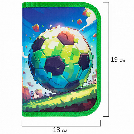 Пенал ПИФАГОР, 1 отделение, 1 откидная планка, полиэстер, 19х13 см, "Football match", 273476