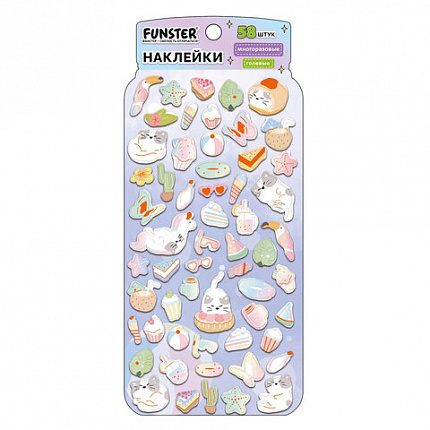 Наклейки гелевые "Вкусный микс", 17,5х9 см, ассорти 6 видов, FUNSTER (ФАНСТЕР), 666082