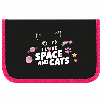 Пенал ПИФАГОР, 1 отделение, ламинированный картон, 19х11 см, "Dark kitten", 273467