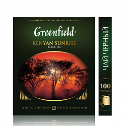 Чай GREENFIELD "Kenyan Sunrise" черный кенийский, 100 пакетиков в конвертах по 2 г, 0600-09