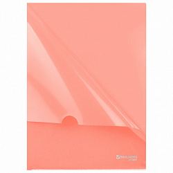 Папка-уголок жесткая, непрозрачная, А4, цвет персиковый, 0,15 мм, BRAUBERG PASTEL, 272891